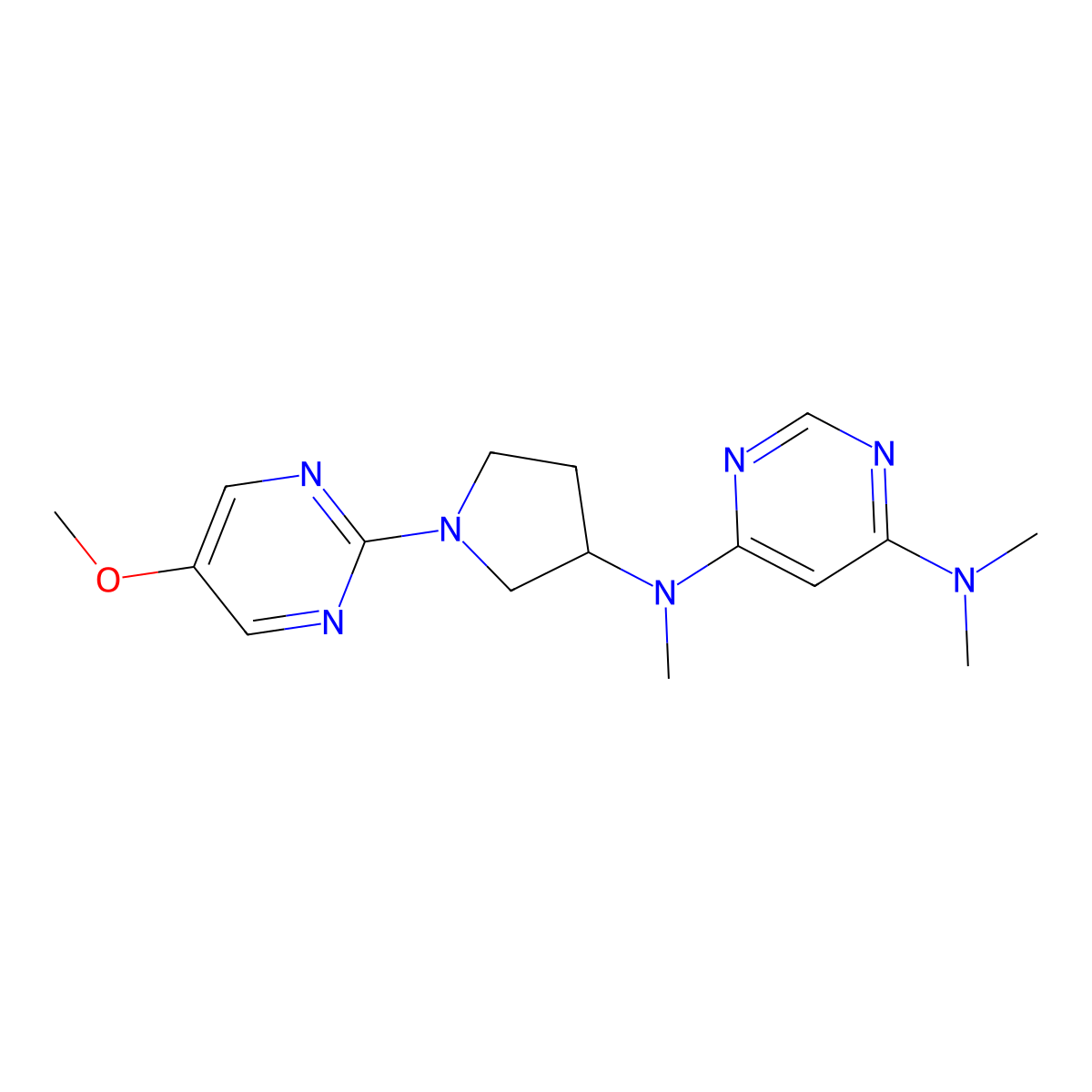 N4-[1-(5-methoxypyrimidin-2-yl)pyrrolidin-3-yl]-N4,N6,N6-trimethylpyrimidine-4,6-diamine molecular structure, CAS 3030780-59-4