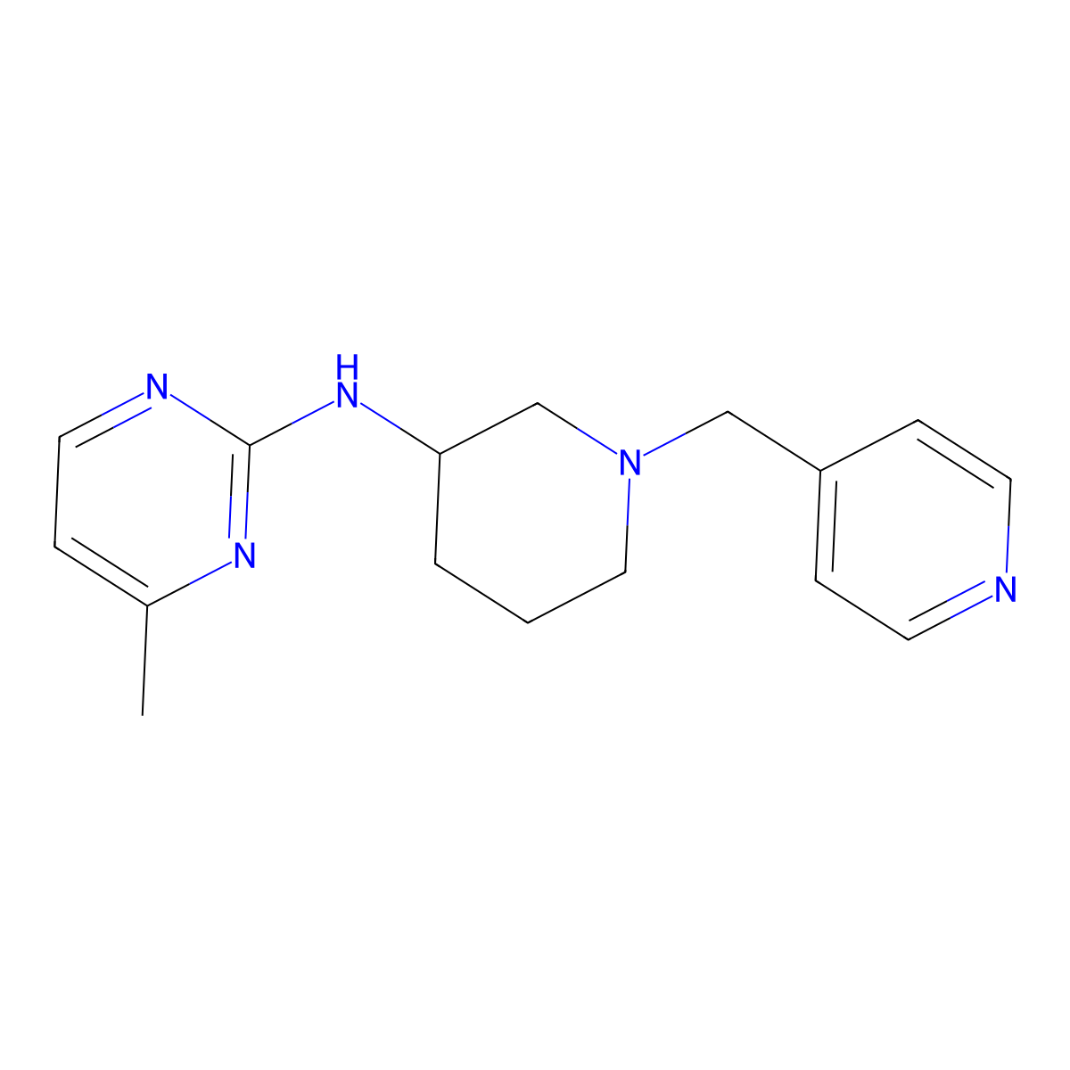 4-methyl-N-{1-[(pyridin-4-yl)methyl]piperidin-3-yl}pyrimidin-2-amine molecular structure, CAS 3030780-68-5