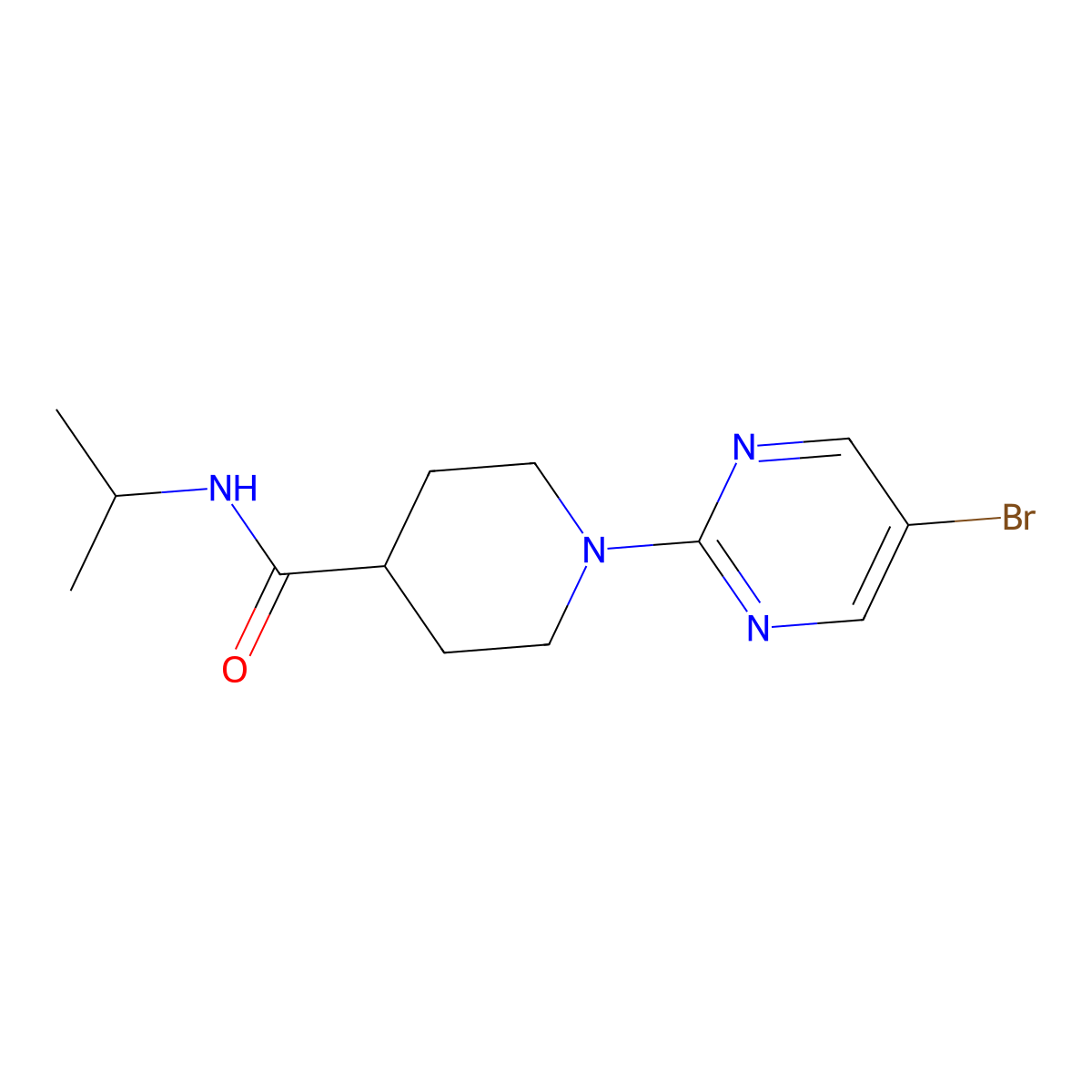 1-(5-bromopyrimidin-2-yl)-N-(propan-2-yl)piperidine-4-carboxamide molecular structure, CAS 3030780-69-6