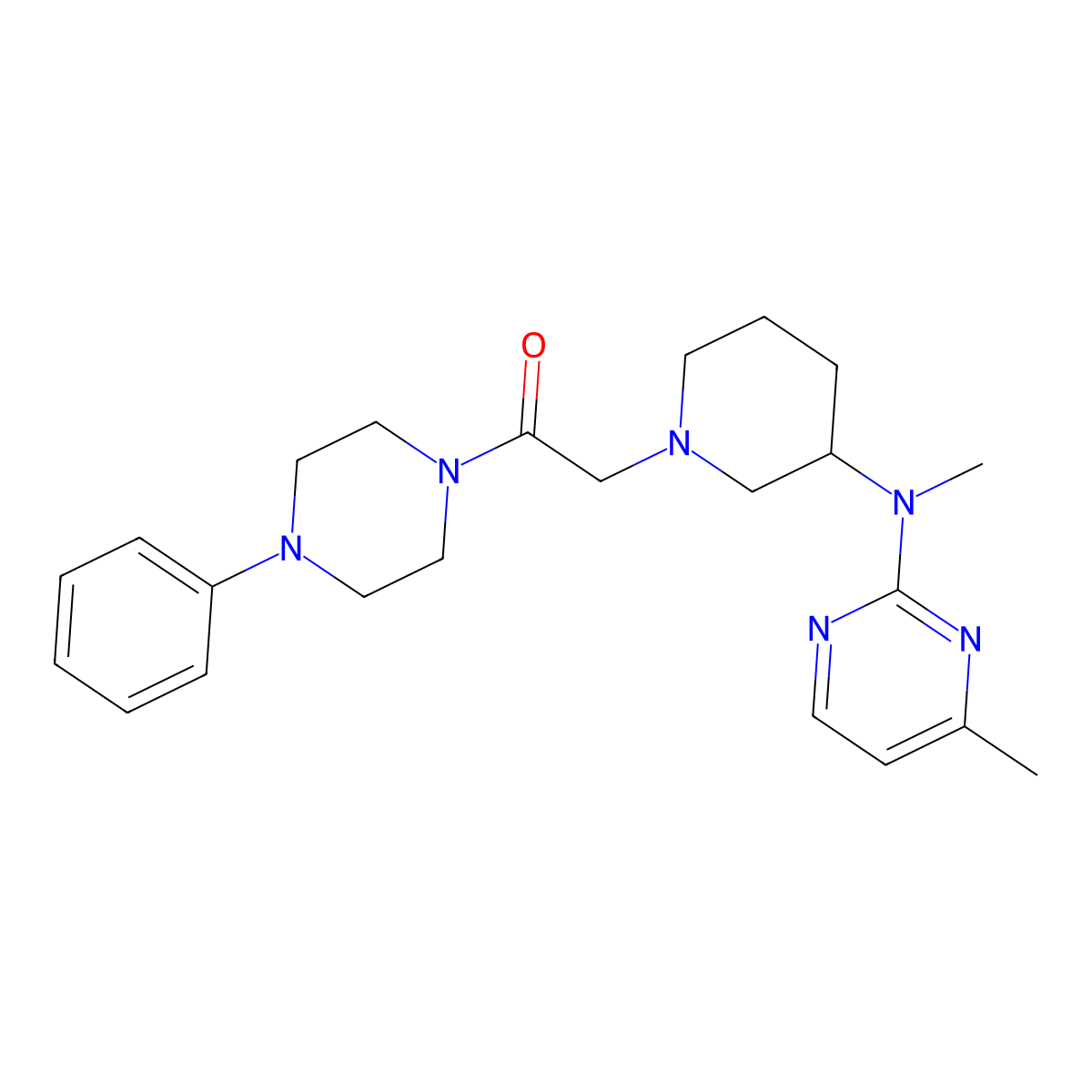 2-{3-[Methyl(4-methylpyrimidin-2-yl)amino]piperidin-1-yl}-1-(4-phenylpiperazin-1-yl)ethan-1-one molecular structure, CAS 3030780-70-9