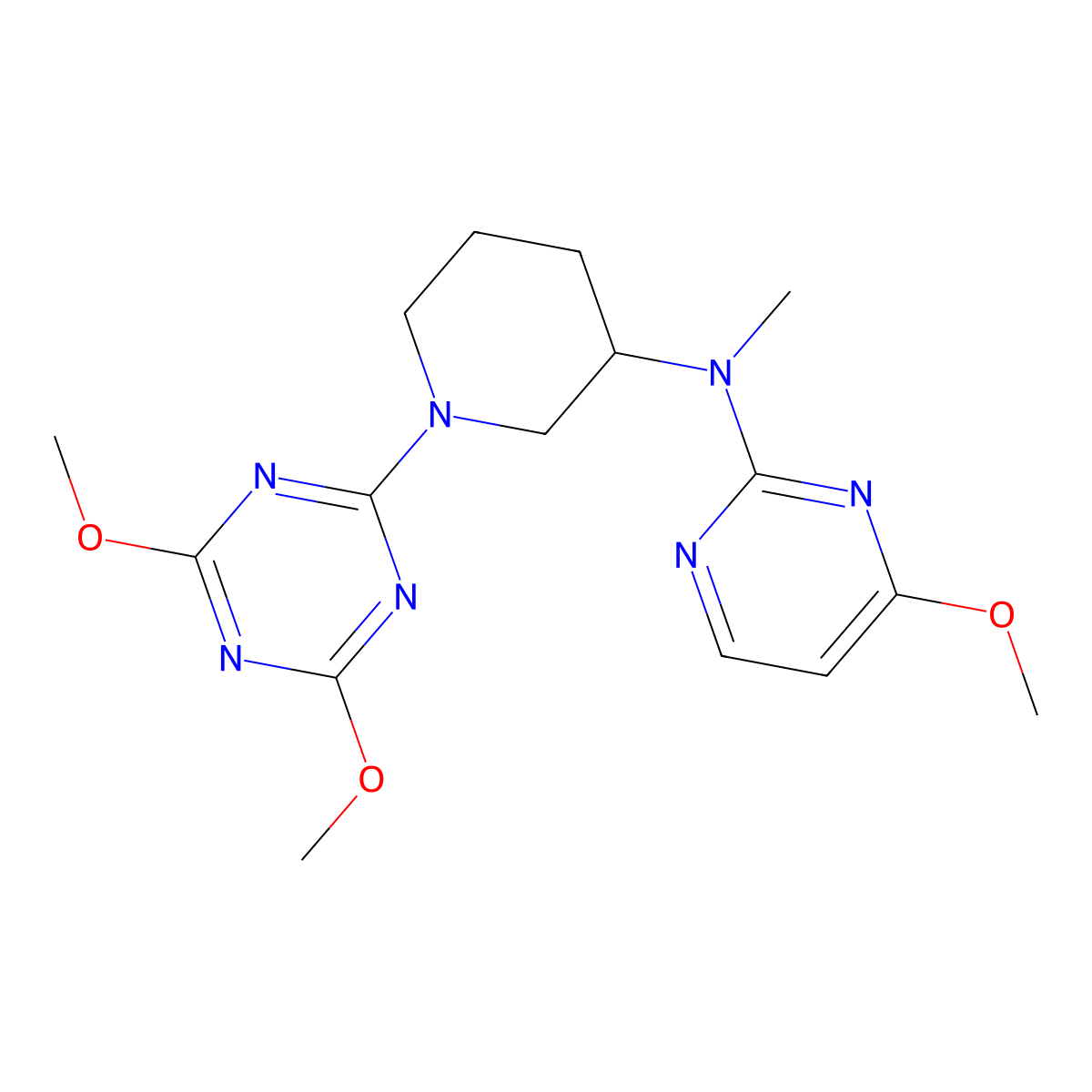 N-[1-(4,6-dimethoxy-1,3,5-triazin-2-yl)piperidin-3-yl]-4-methoxy-N-methylpyrimidin-2-amine molecular structure, CAS 3030780-72-1