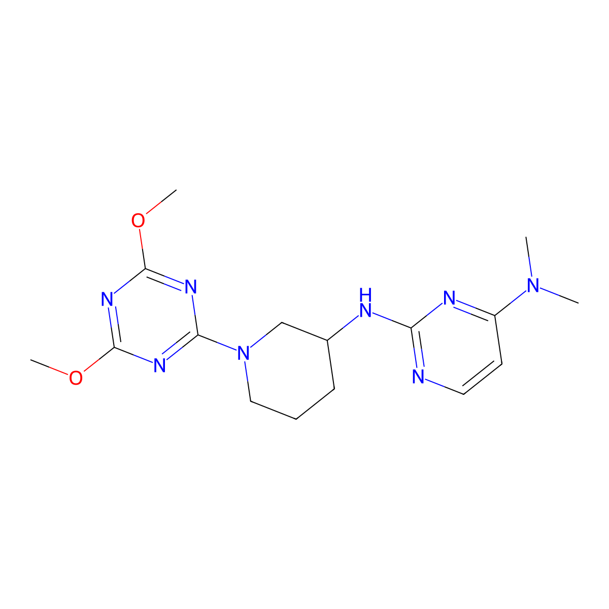 N2-[1-(4,6-dimethoxy-1,3,5-triazin-2-yl)piperidin-3-yl]-N4,N4-dimethylpyrimidine-2,4-diamine molecular structure, CAS 3030780-74-3