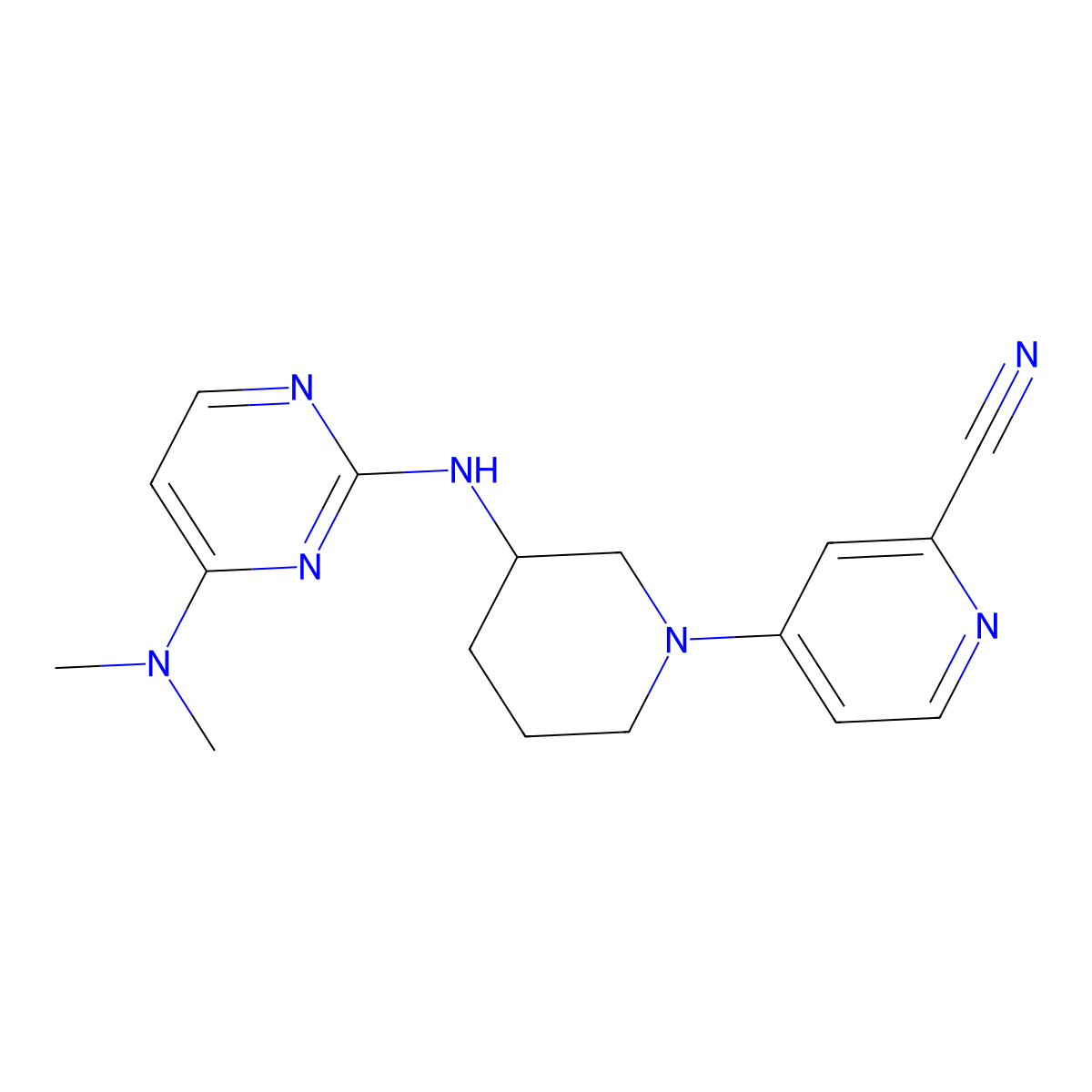 4-(3-{[4-(Dimethylamino)pyrimidin-2-yl]amino}piperidin-1-yl)pyridine-2-carbonitrile molecular structure, CAS 3030780-76-5
