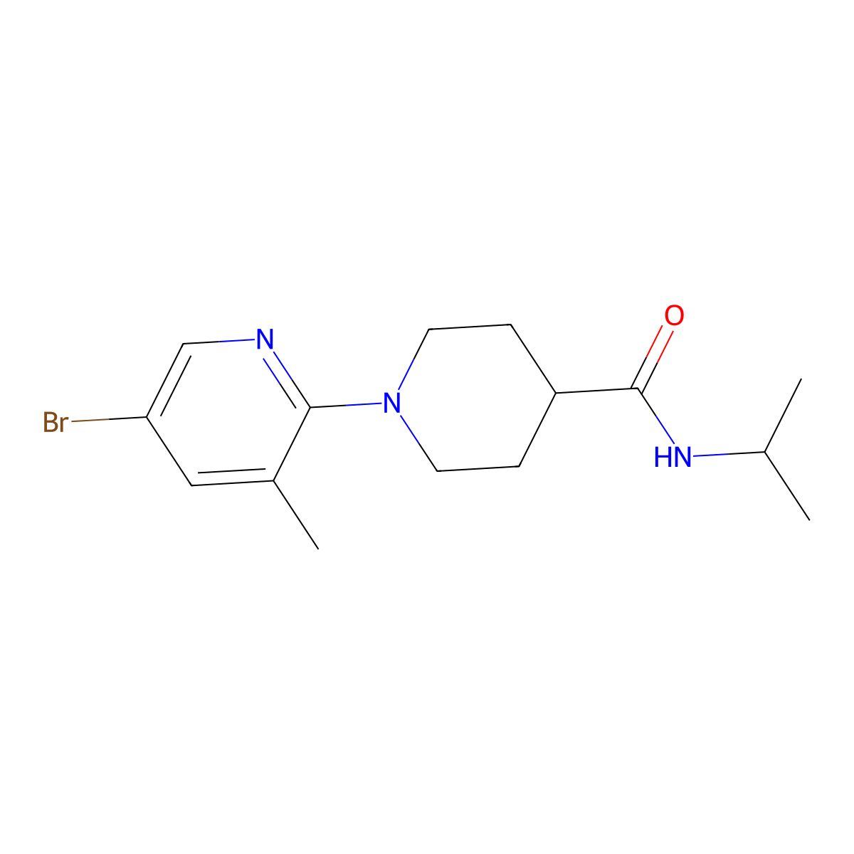 1-(5-bromo-3-methylpyridin-2-yl)-N-(propan-2-yl)piperidine-4-carboxamide molecular structure, CAS 3030780-78-7