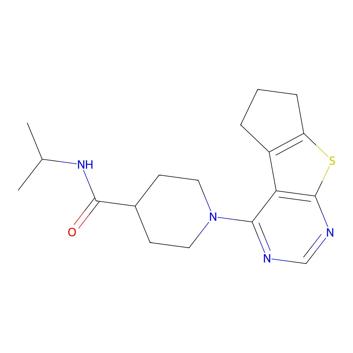 N-(propan-2-yl)-1-{7-thia-9,11-diazatricyclo[6.4.0.0(2),]dodeca-1(12),2(6),8,10-tetraen-12-yl}piperidine-4-carboxamide molecular structure, CAS 3030780-83-4