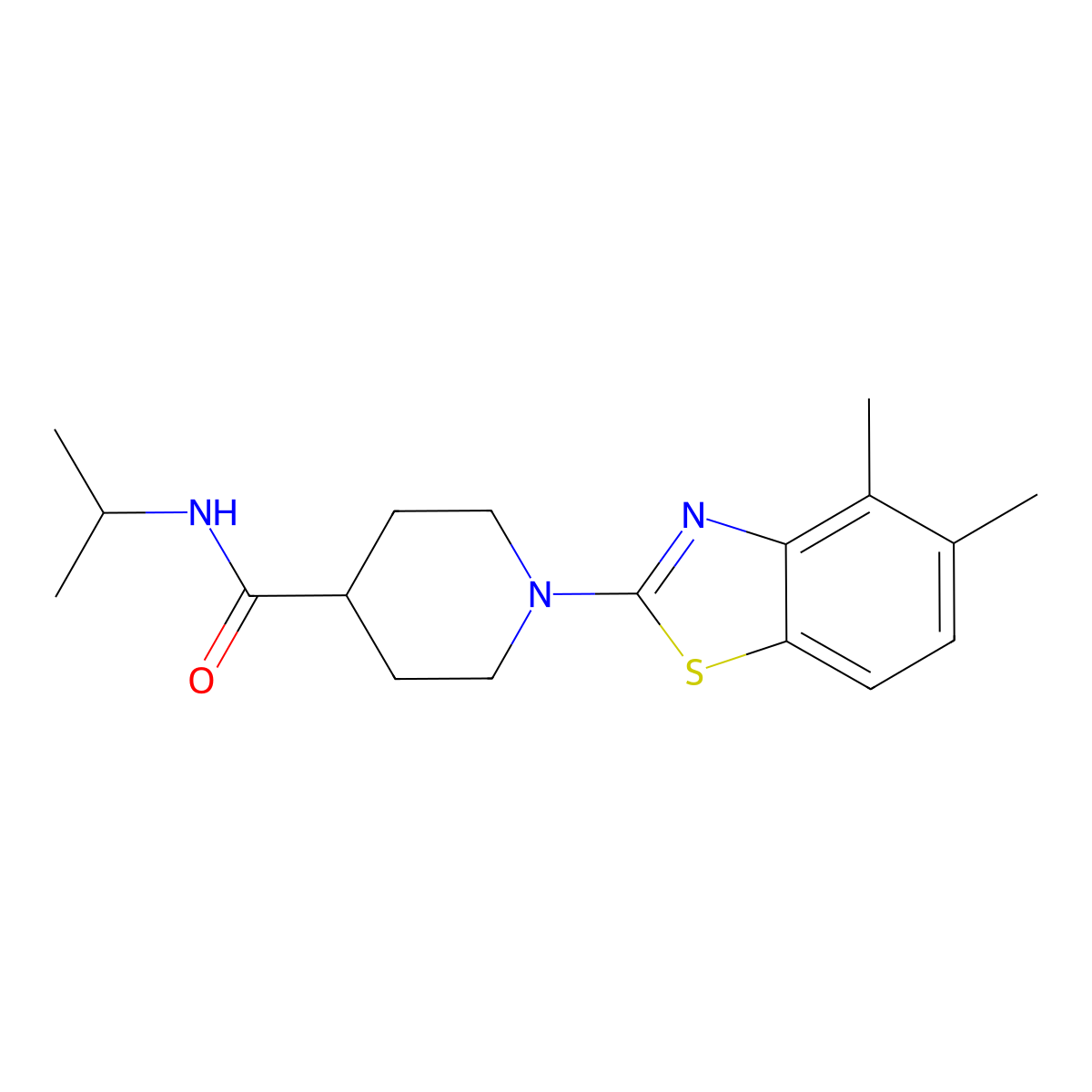 1-(4,5-dimethyl-1,3-benzothiazol-2-yl)-N-(propan-2-yl)piperidine-4-carboxamide molecular structure, CAS 3030780-86-7
