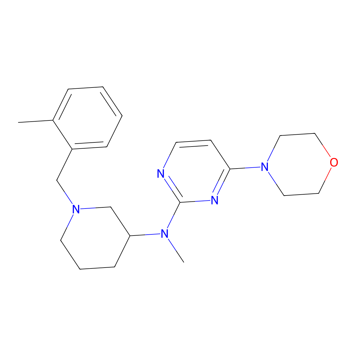 N-methyl-N-{1-[(2-methylphenyl)methyl]piperidin-3-yl}-4-(morpholin-4-yl)pyrimidin-2-amine molecular structure, CAS 3030780-91-4