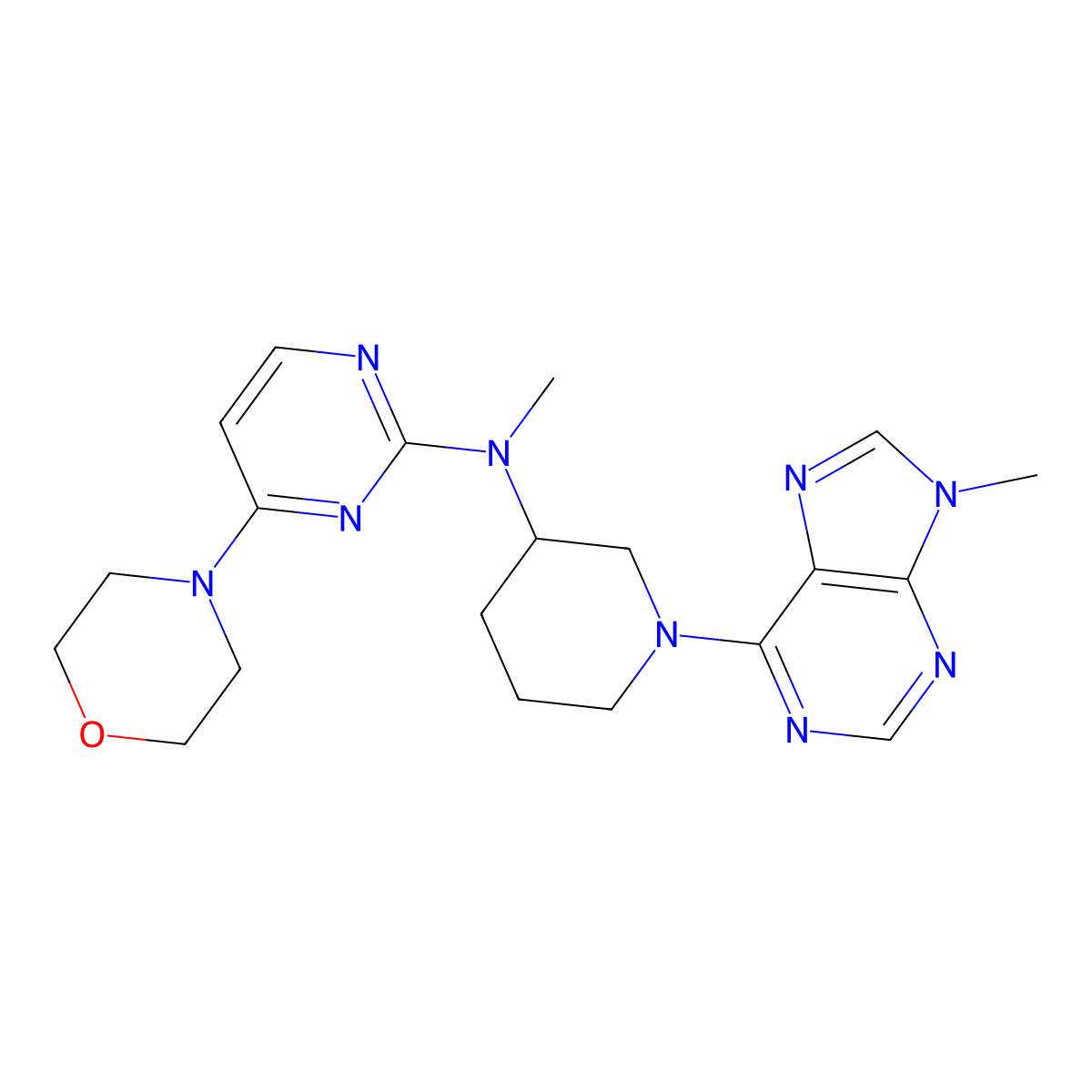 N-methyl-N-[1-(9-methyl-9H-purin-6-yl)piperidin-3-yl]-4-(morpholin-4-yl)pyrimidin-2-amine molecular structure, CAS 3030780-93-6