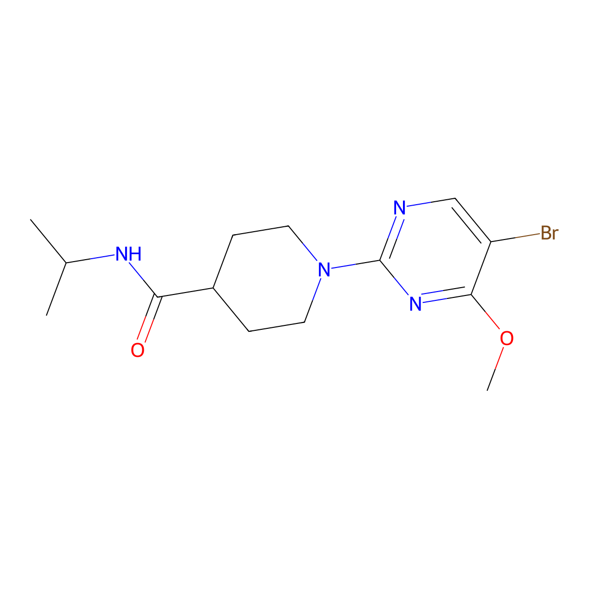 1-(5-bromo-4-methoxypyrimidin-2-yl)-N-(propan-2-yl)piperidine-4-carboxamide molecular structure, CAS 3030780-94-7