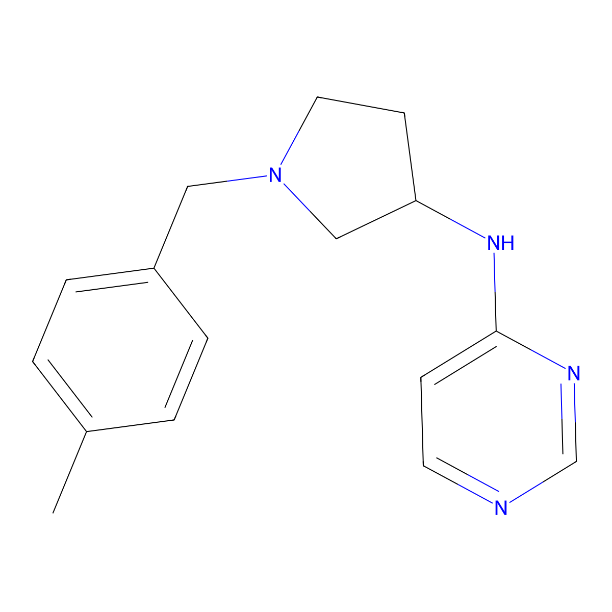 N-{1-[(4-methylphenyl)methyl]pyrrolidin-3-yl}pyrimidin-4-amine molecular structure, CAS 3030780-98-1