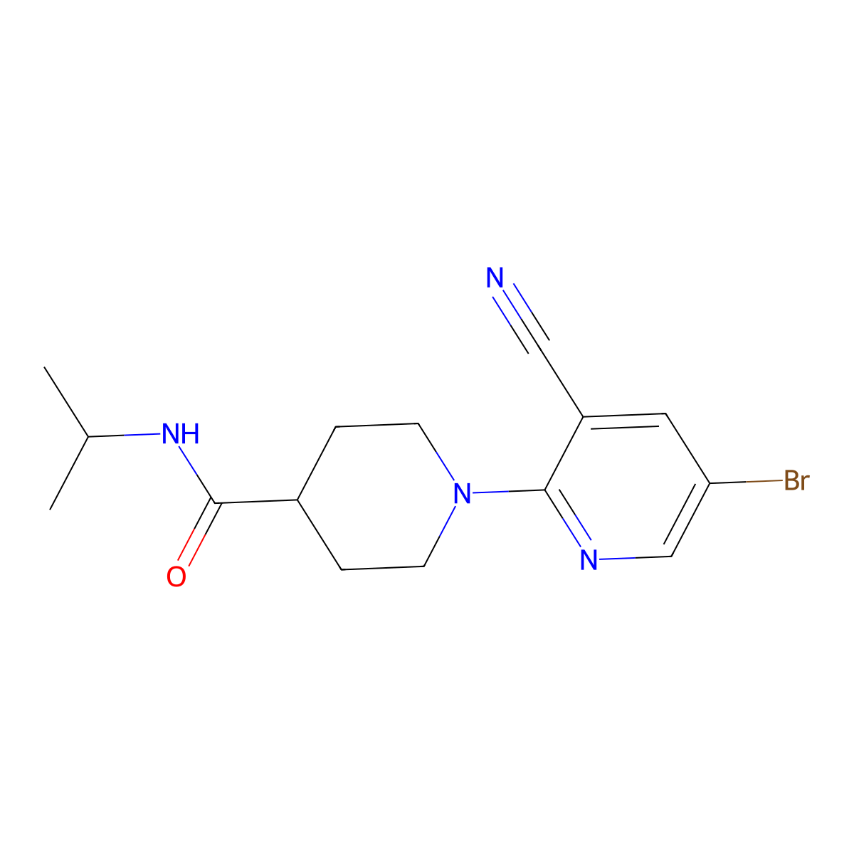 1-(5-bromo-3-cyanopyridin-2-yl)-N-(propan-2-yl)piperidine-4-carboxamide molecular structure, CAS 3030781-02-0