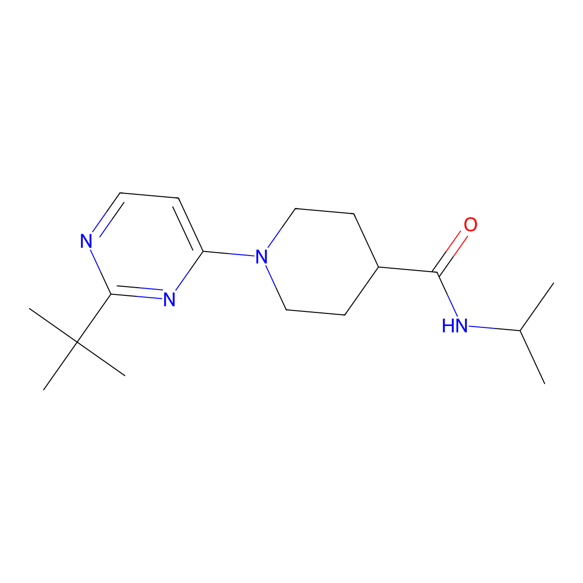 1-(2-tert-butylpyrimidin-4-yl)-N-(propan-2-yl)piperidine-4-carboxamide molecular structure, CAS 3030781-04-2