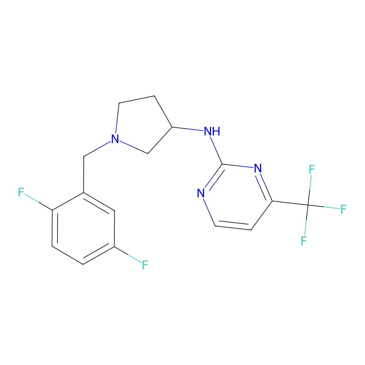 N-{1-[(2,5-difluorophenyl)methyl]pyrrolidin-3-yl}-4-(trifluoromethyl)pyrimidin-2-amine molecular structure, CAS 3030781-07-5