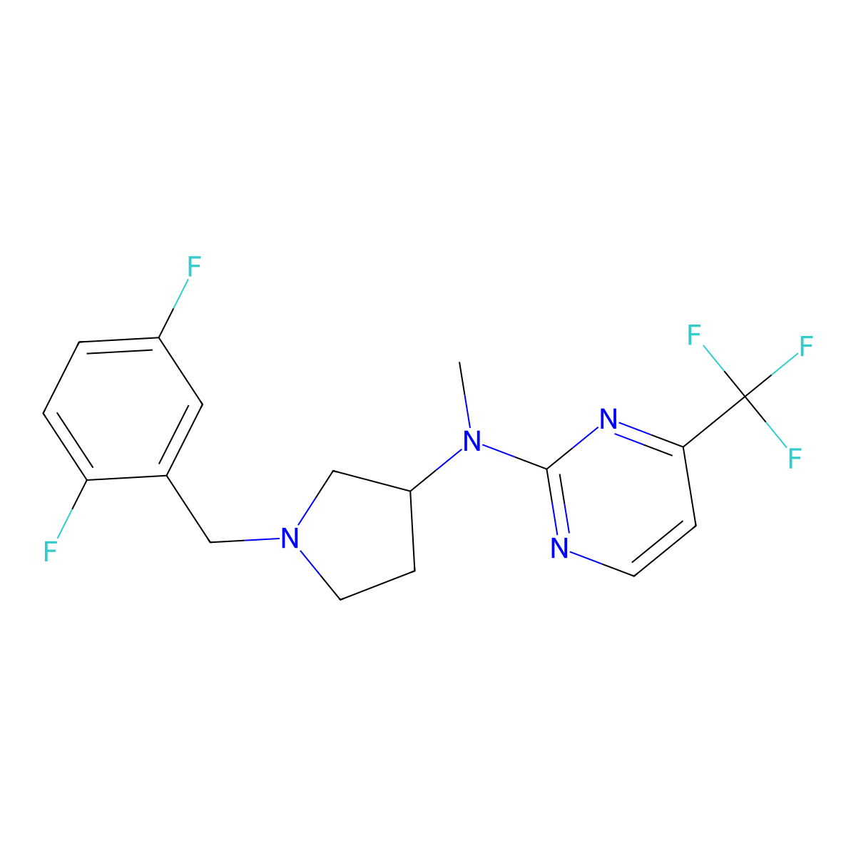 N-{1-[(2,5-difluorophenyl)methyl]pyrrolidin-3-yl}-N-methyl-4-(trifluoromethyl)pyrimidin-2-amine molecular structure, CAS 3030781-09-7