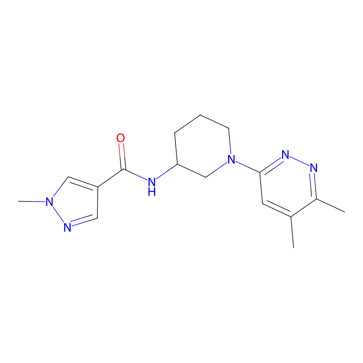 N-[1-(5,6-dimethylpyridazin-3-yl)piperidin-3-yl]-1-methyl-1H-pyrazole-4-carboxamide molecular structure, CAS 3030781-10-0
