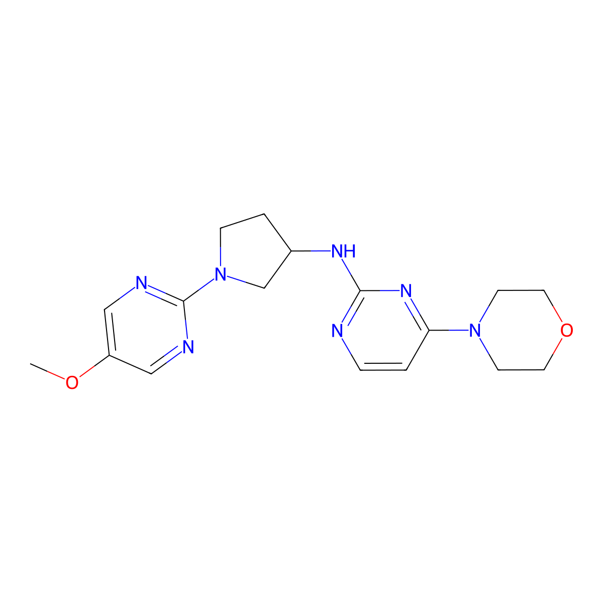 N-[1-(5-methoxypyrimidin-2-yl)pyrrolidin-3-yl]-4-(morpholin-4-yl)pyrimidin-2-amine molecular structure, CAS 3030781-13-3