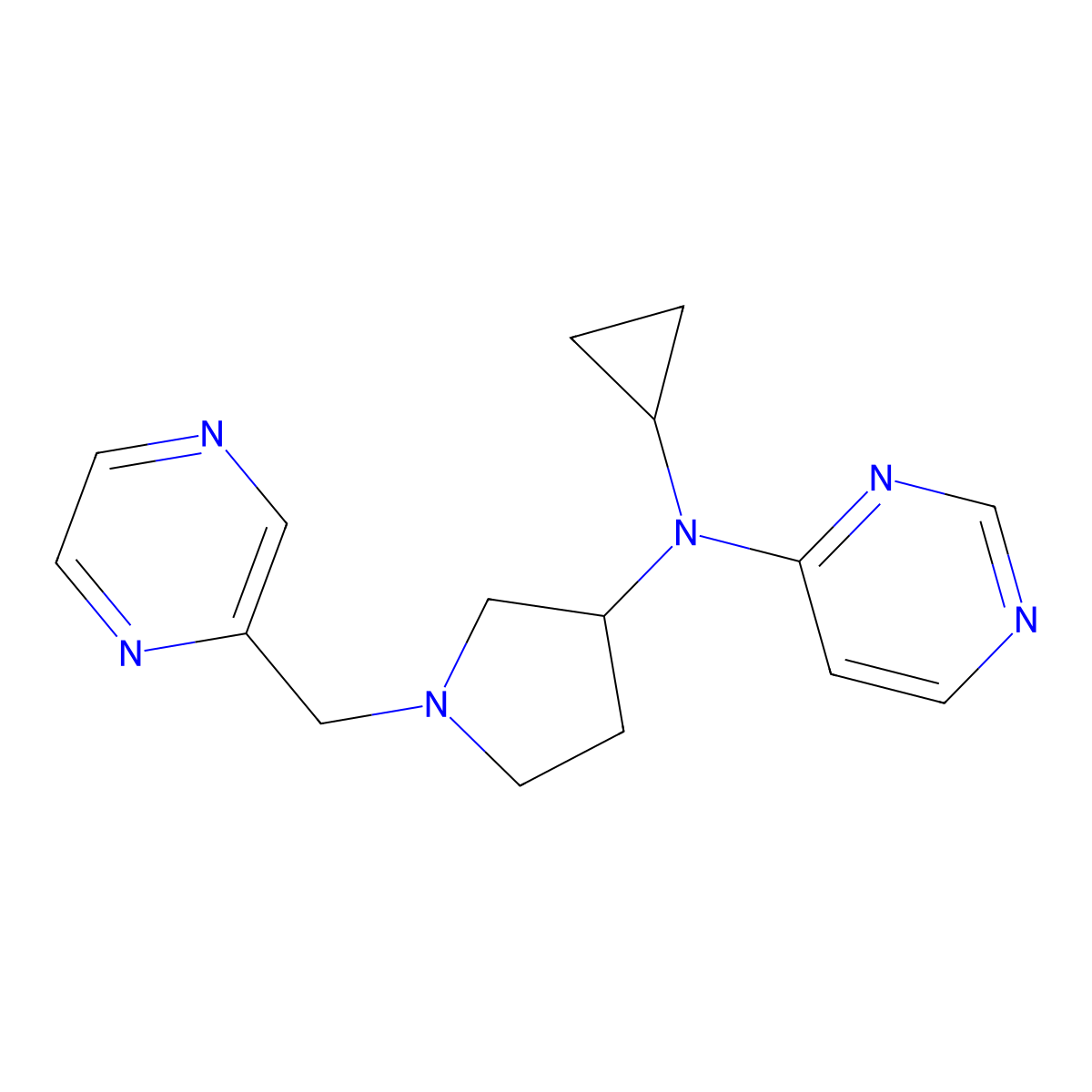 N-cyclopropyl-N-{1-[(pyrazin-2-yl)methyl]pyrrolidin-3-yl}pyrimidin-4-amine molecular structure, CAS 3030781-18-8