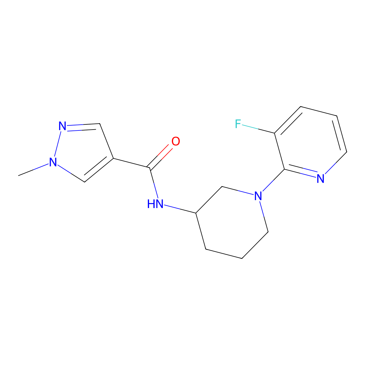 N-[1-(3-fluoropyridin-2-yl)piperidin-3-yl]-1-methyl-1H-pyrazole-4-carboxamide molecular structure, CAS 3030781-20-2