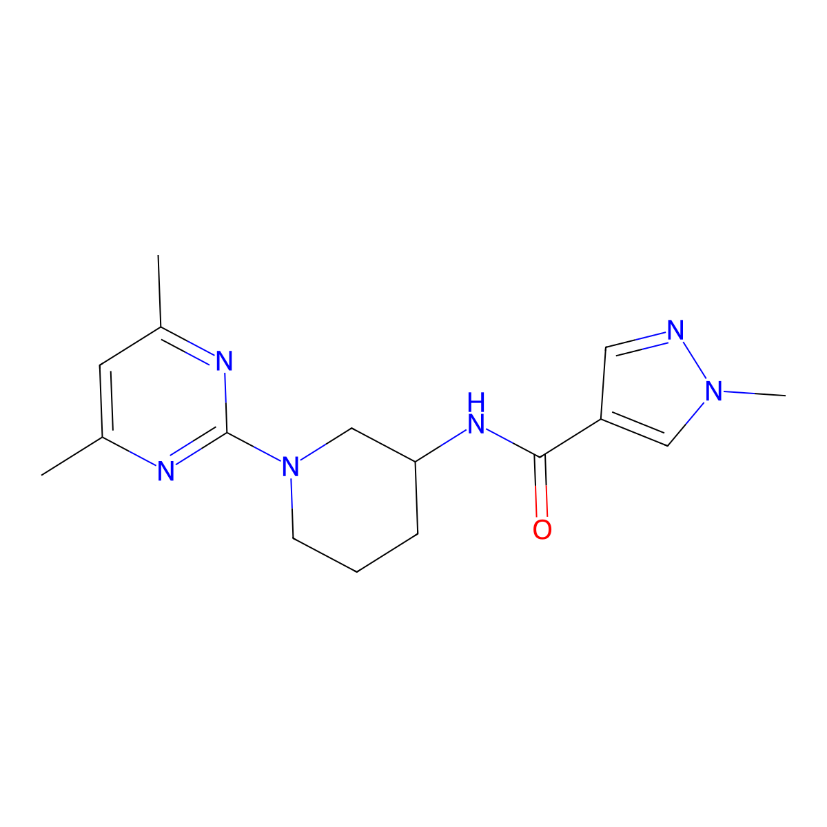 N-[1-(4,6-dimethylpyrimidin-2-yl)piperidin-3-yl]-1-methyl-1H-pyrazole-4-carboxamide molecular structure, CAS 3030781-22-4