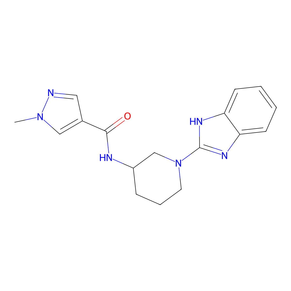 N-[1-(1H-1,3-benzodiazol-2-yl)piperidin-3-yl]-1-methyl-1H-pyrazole-4-carboxamide molecular structure, CAS 3030781-24-6