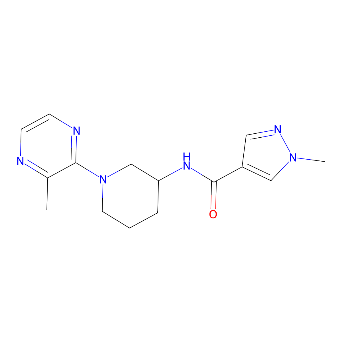 1-methyl-N-[1-(3-methylpyrazin-2-yl)piperidin-3-yl]-1H-pyrazole-4-carboxamide molecular structure, CAS 3030781-32-6