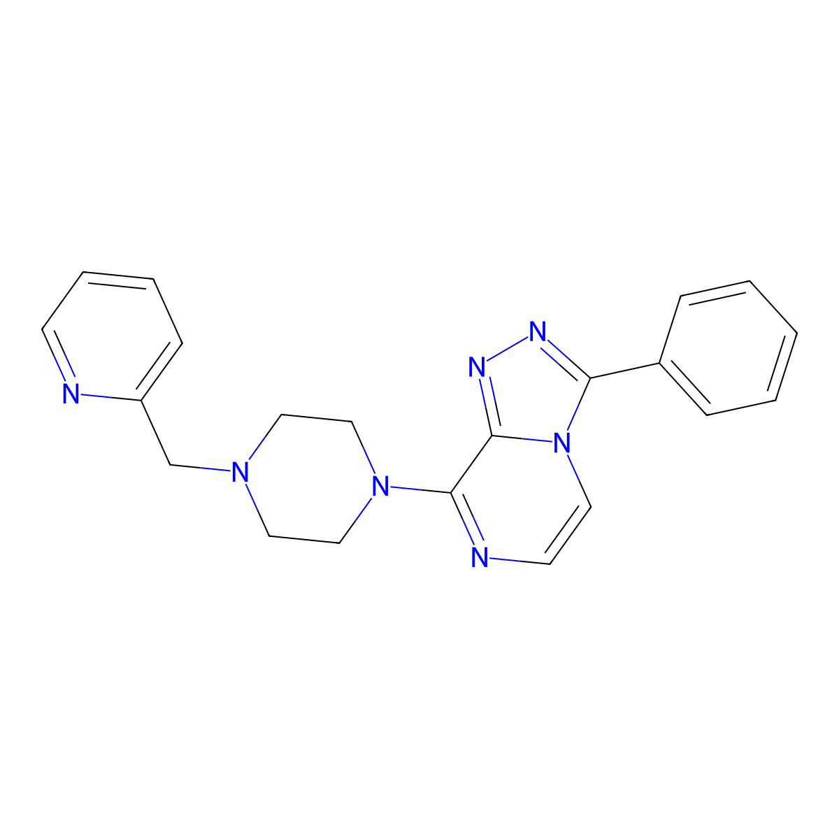 1-{3-Phenyl-[1,2,4]triazolo[4,3-a]pyrazin-8-yl}-4-[(pyridin-2-yl)methyl]piperazine molecular structure, CAS 3030781-35-9