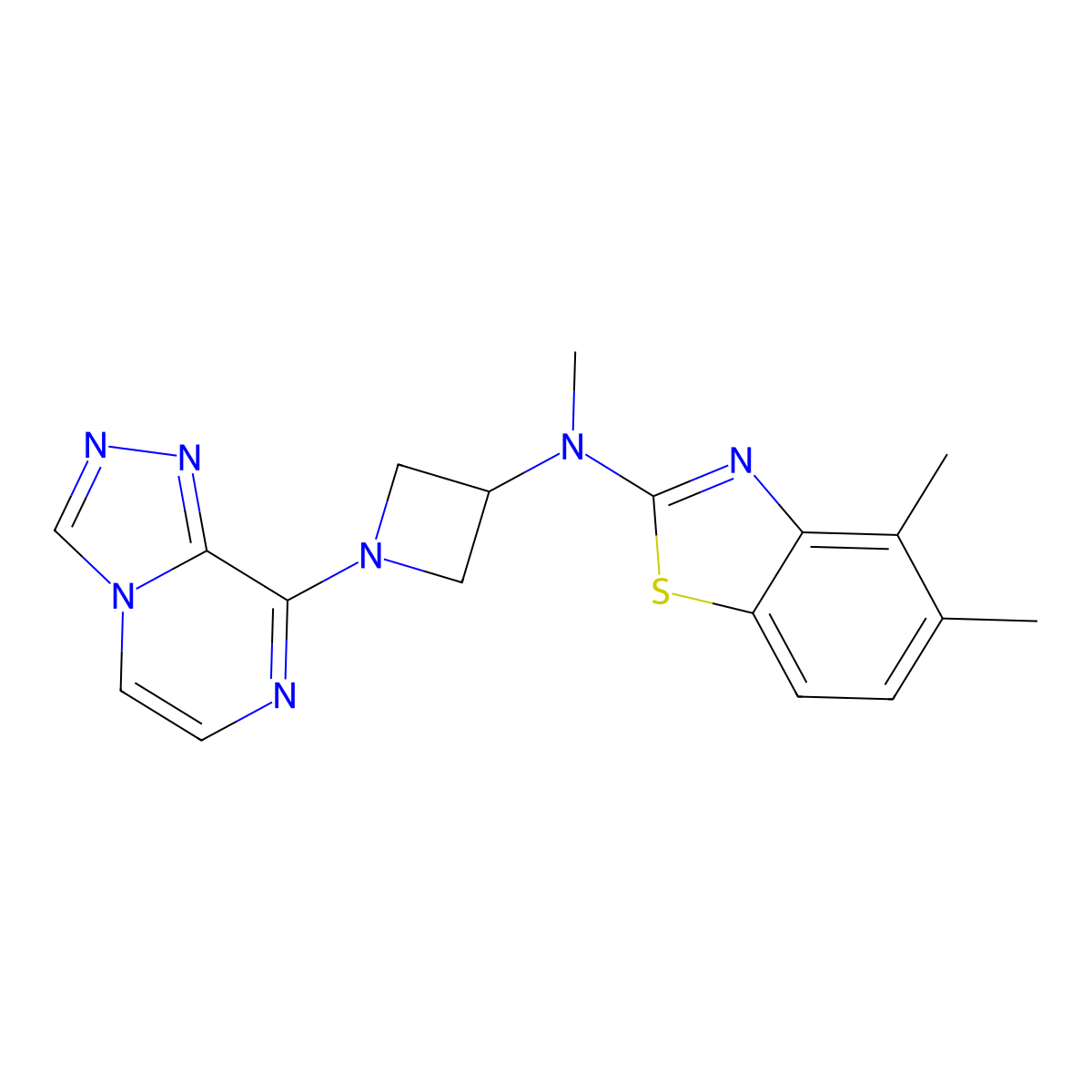 N,4,5-trimethyl-N-(1-{[1,2,4]triazolo[4,3-a]pyrazin-8-yl}azetidin-3-yl)-1,3-benzothiazol-2-amine molecular structure, CAS 3030781-37-1