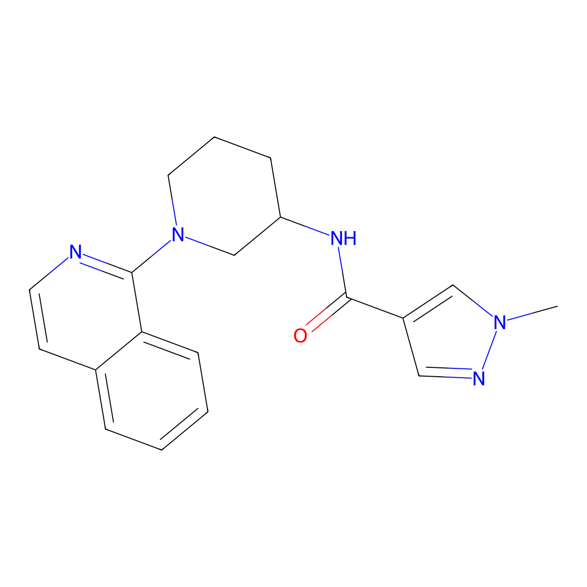 N-[1-(isoquinolin-1-yl)piperidin-3-yl]-1-methyl-1H-pyrazole-4-carboxamide molecular structure, CAS 3030781-40-6