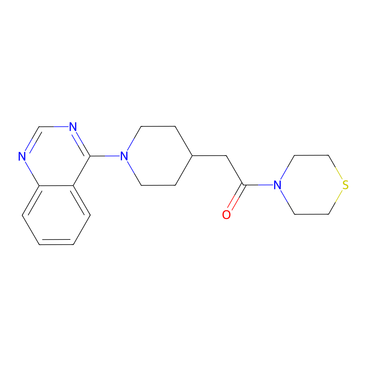 2-[1-(Quinazolin-4-yl)piperidin-4-yl]-1-(thiomorpholin-4-yl)ethan-1-one molecular structure, CAS 3030781-41-7
