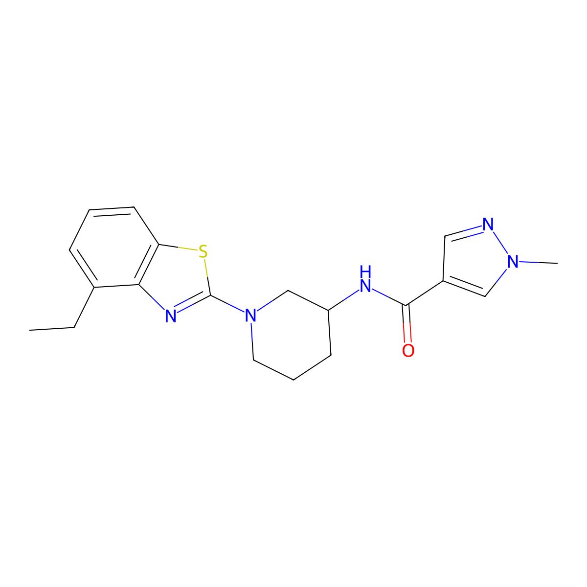 N-[1-(4-ethyl-1,3-benzothiazol-2-yl)piperidin-3-yl]-1-methyl-1H-pyrazole-4-carboxamide molecular structure, CAS 3030781-54-2