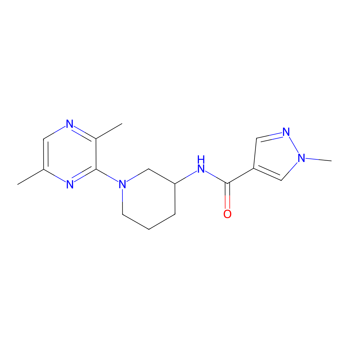 N-[1-(3,6-dimethylpyrazin-2-yl)piperidin-3-yl]-1-methyl-1H-pyrazole-4-carboxamide molecular structure, CAS 3030781-64-4
