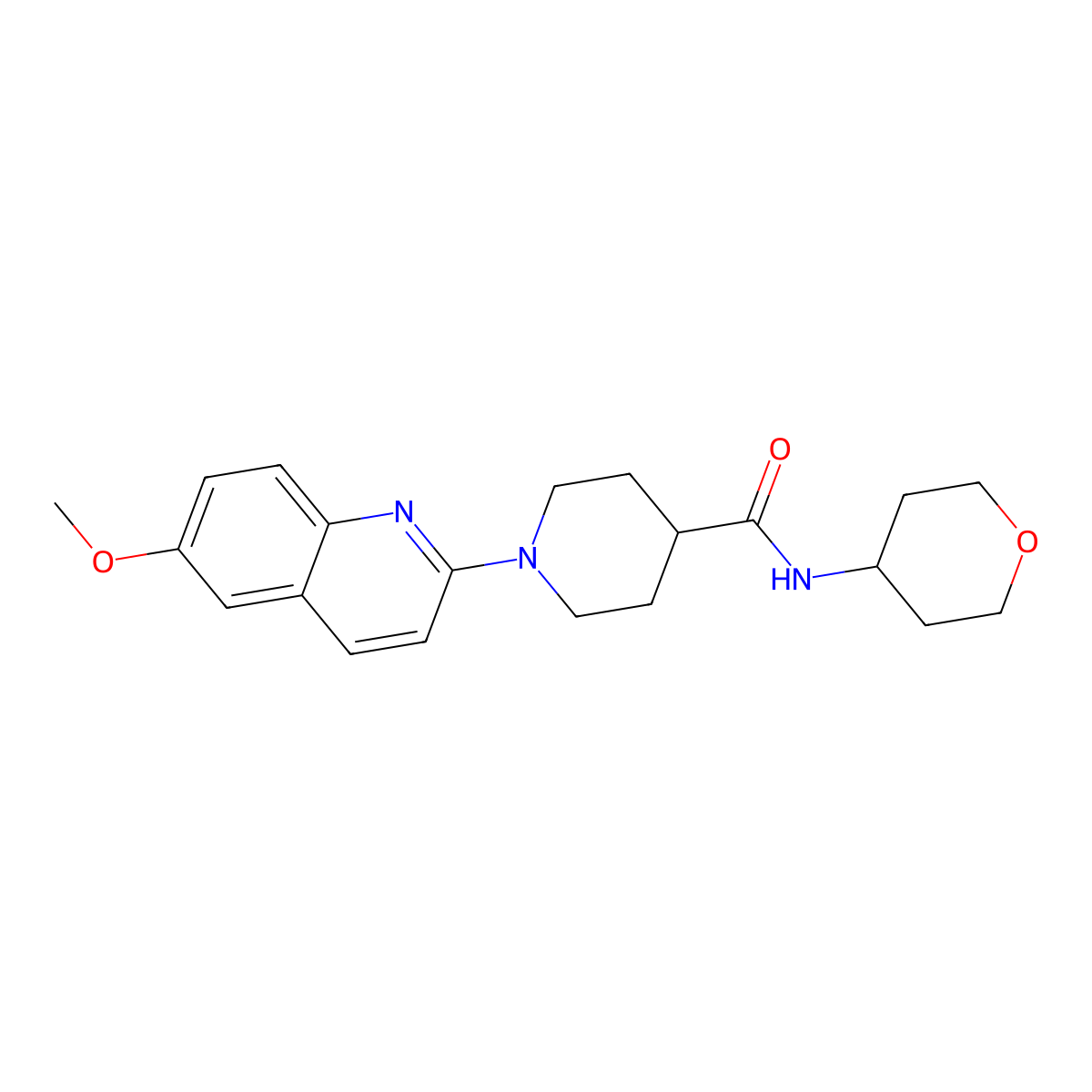 1-(6-methoxyquinolin-2-yl)-N-(oxan-4-yl)piperidine-4-carboxamide molecular structure, CAS 3030781-74-6