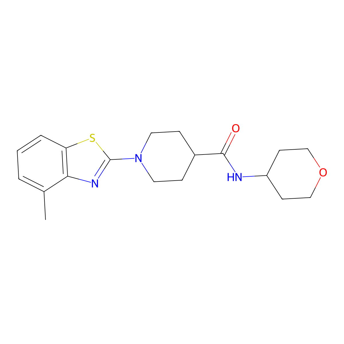 1-(4-methyl-1,3-benzothiazol-2-yl)-N-(oxan-4-yl)piperidine-4-carboxamide molecular structure, CAS 3030781-92-8