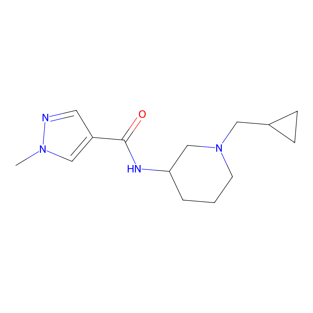 N-[1-(cyclopropylmethyl)piperidin-3-yl]-1-methyl-1H-pyrazole-4-carboxamide molecular structure, CAS 3030781-99-5