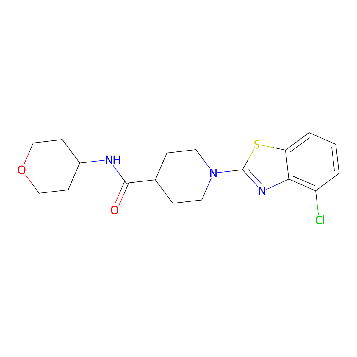 1-(4-chloro-1,3-benzothiazol-2-yl)-N-(oxan-4-yl)piperidine-4-carboxamide molecular structure, CAS 3030782-00-1