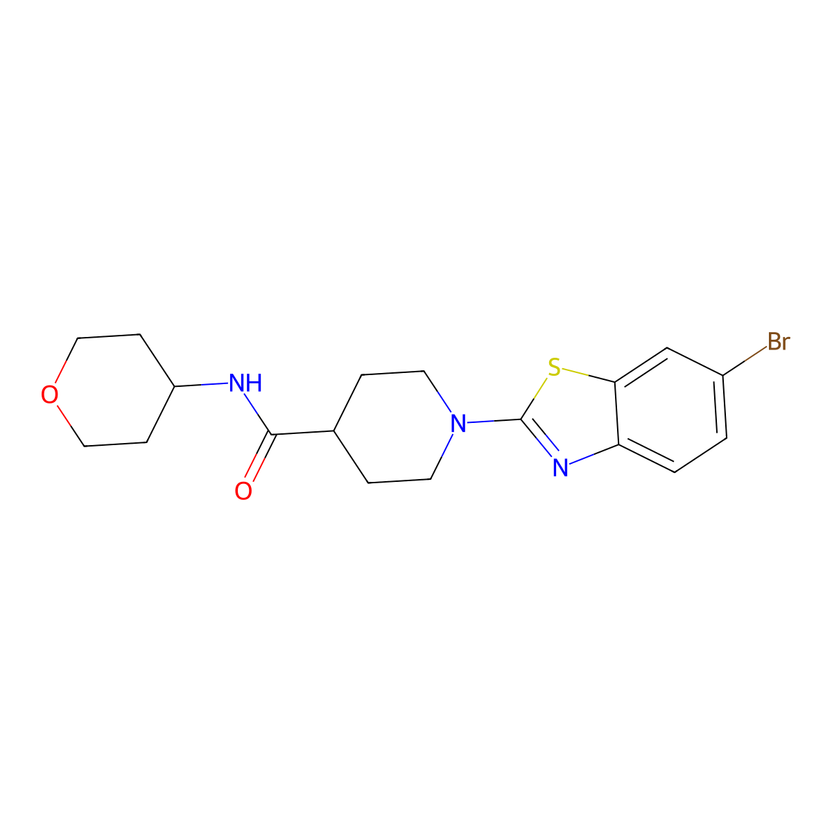 1-(6-bromo-1,3-benzothiazol-2-yl)-N-(oxan-4-yl)piperidine-4-carboxamide molecular structure, CAS 3030782-02-3