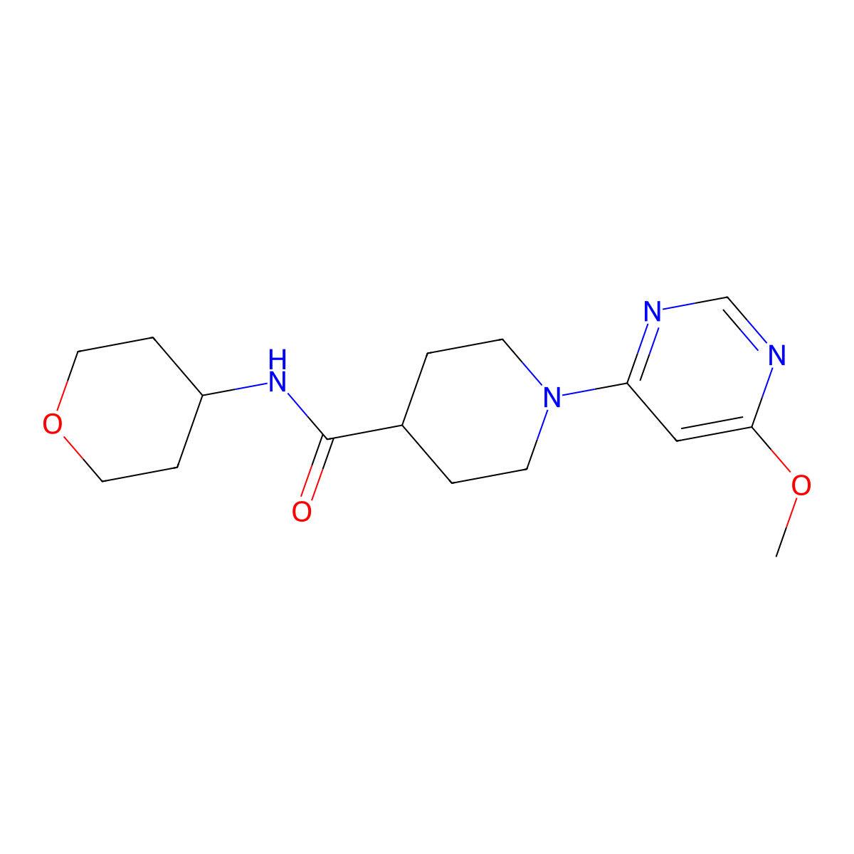 1-(6-methoxypyrimidin-4-yl)-N-(oxan-4-yl)piperidine-4-carboxamide molecular structure, CAS 3030782-12-5