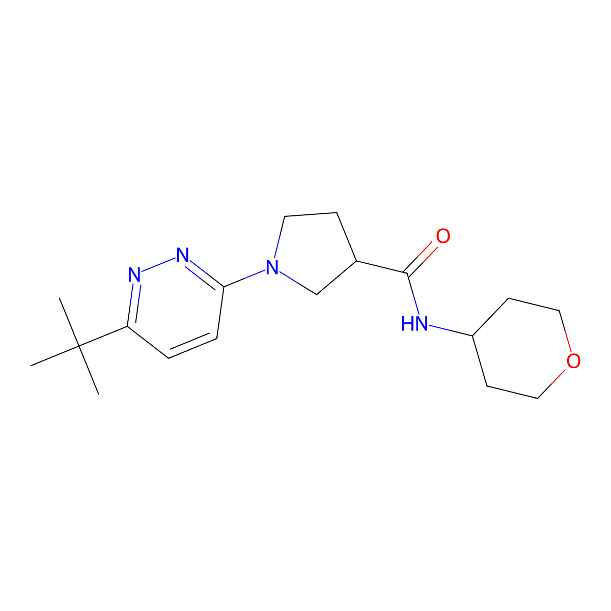1-(6-tert-butylpyridazin-3-yl)-N-(oxan-4-yl)pyrrolidine-3-carboxamide molecular structure, CAS 3030782-22-7