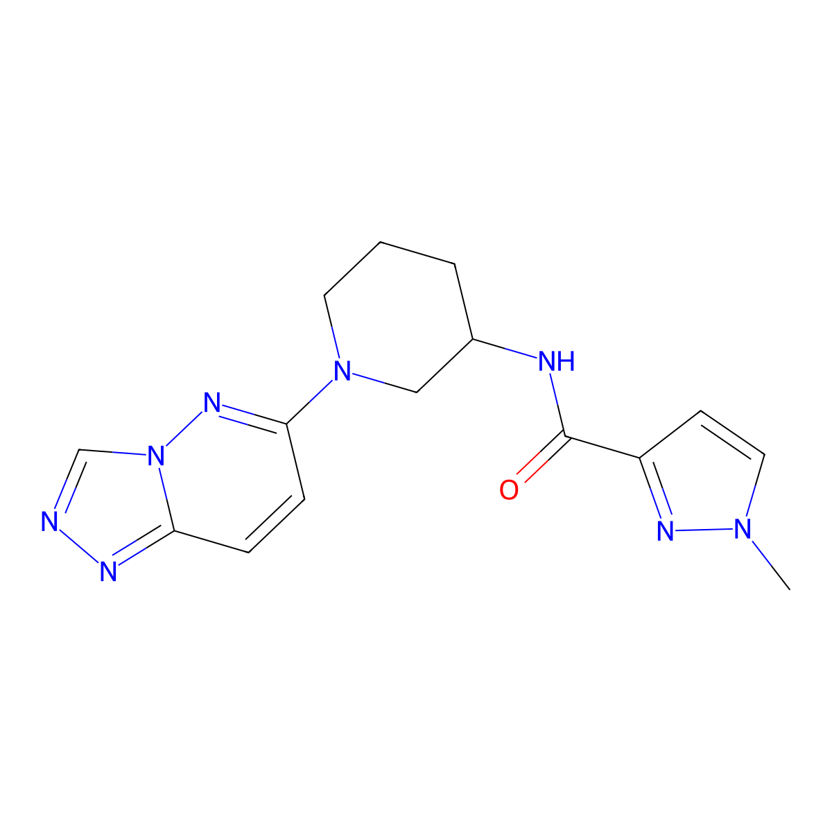 1-methyl-N-(1-{[1,2,4]triazolo[4,3-b]pyridazin-6-yl}piperidin-3-yl)-1H-pyrazole-3-carboxamide molecular structure, CAS 3030782-23-8