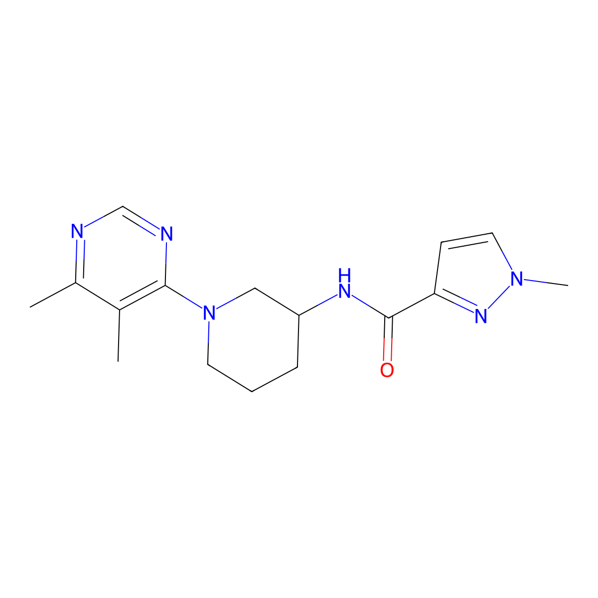 N-[1-(5,6-dimethylpyrimidin-4-yl)piperidin-3-yl]-1-methyl-1H-pyrazole-3-carboxamide molecular structure, CAS 3030782-27-2