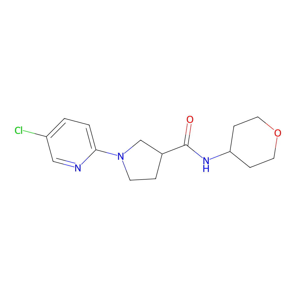 1-(5-chloropyridin-2-yl)-N-(oxan-4-yl)pyrrolidine-3-carboxamide molecular structure, CAS 3030782-28-3