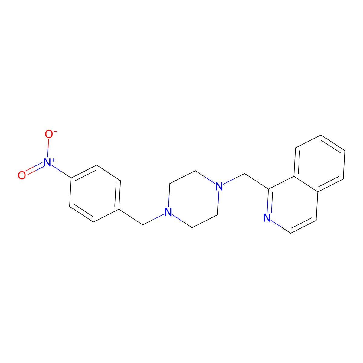 1-[[4-[(4-Nitrophenyl)methyl]piperazin-1-yl]methyl]isoquinoline molecular structure, CAS 3030782-47-6