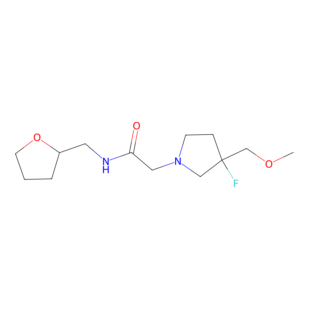 2-[3-fluoro-3-(methoxymethyl)pyrrolidin-1-yl]-N-[(oxolan-2-yl)methyl]acetamide molecular structure, CAS 3030782-50-1