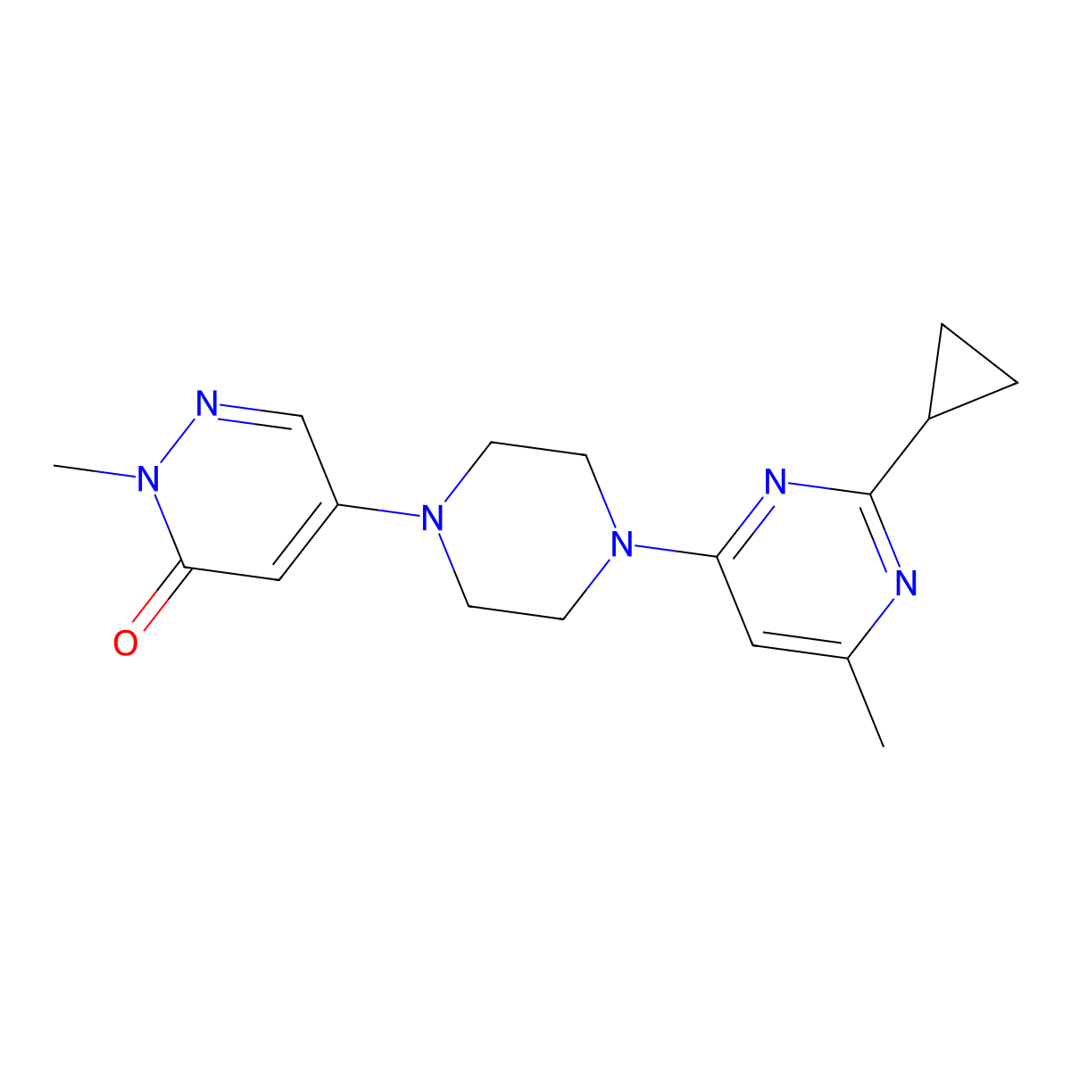 5-[4-(2-Cyclopropyl-6-methylpyrimidin-4-yl)piperazin-1-yl]-2-methyl-2,3-dihydropyridazin-3-one molecular structure, CAS 3030782-68-1