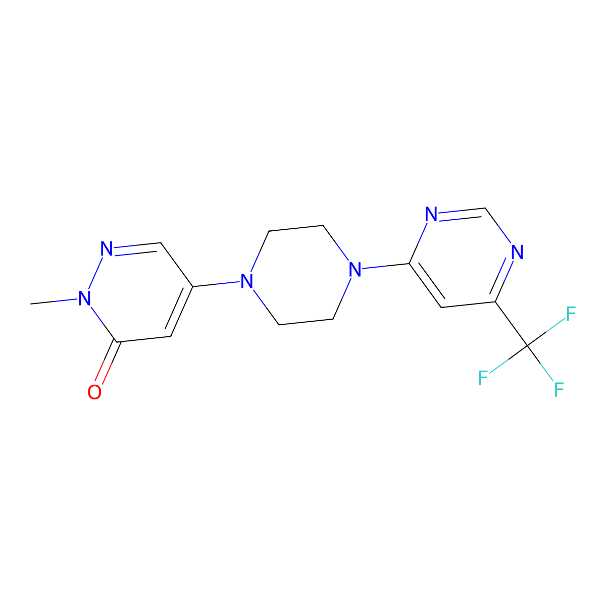 2-Methyl-5-{4-[6-(trifluoromethyl)pyrimidin-4-yl]piperazin-1-yl}-2,3-dihydropyridazin-3-one molecular structure, CAS 3030782-72-7