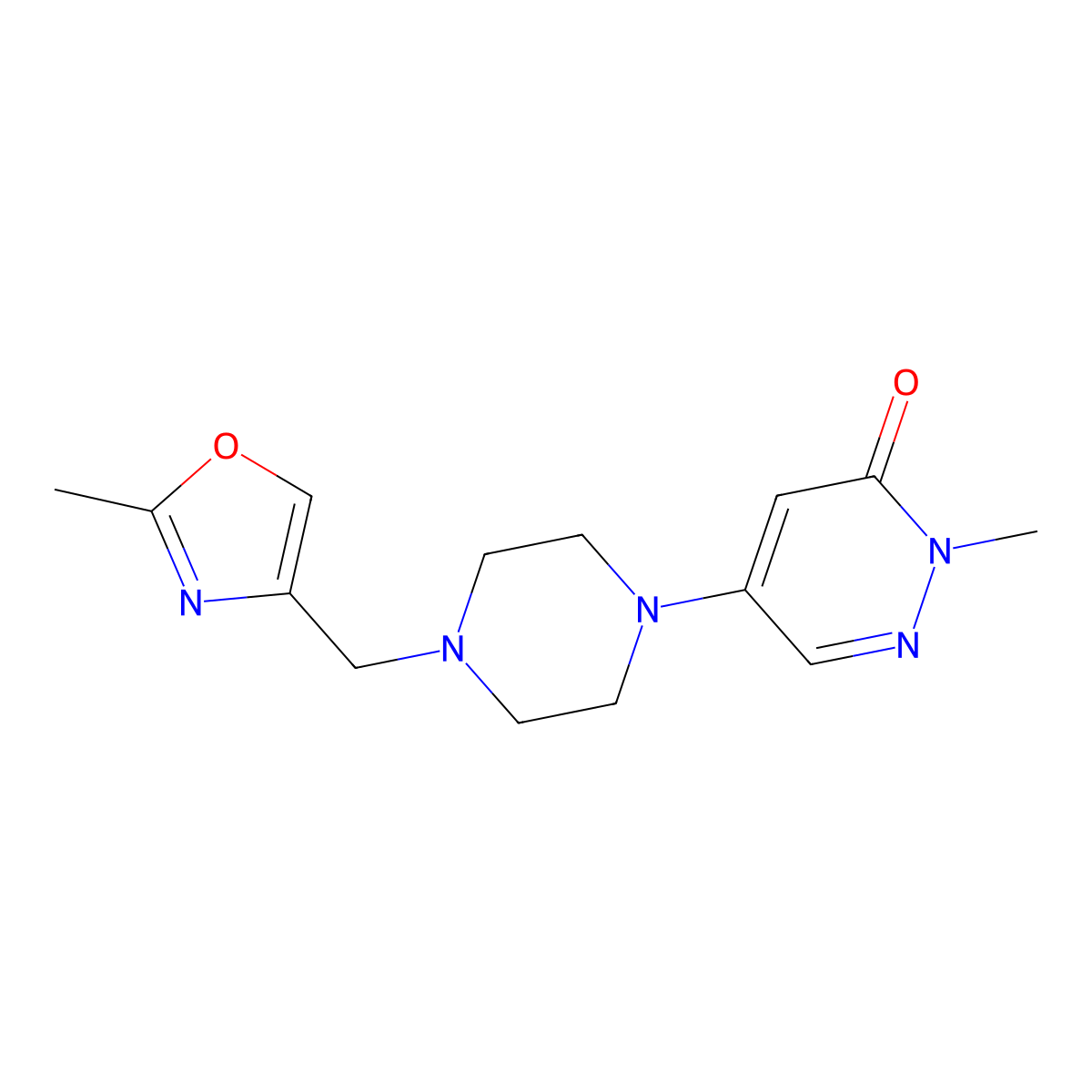 2-Methyl-5-{4-[(2-methyl-1,3-oxazol-4-yl)methyl]piperazin-1-yl}-2,3-dihydropyridazin-3-one molecular structure, CAS 3030782-75-0