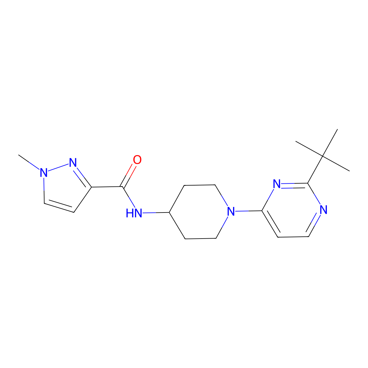 N-[1-(2-tert-butylpyrimidin-4-yl)piperidin-4-yl]-1-methyl-1H-pyrazole-3-carboxamide molecular structure, CAS 3030782-78-3