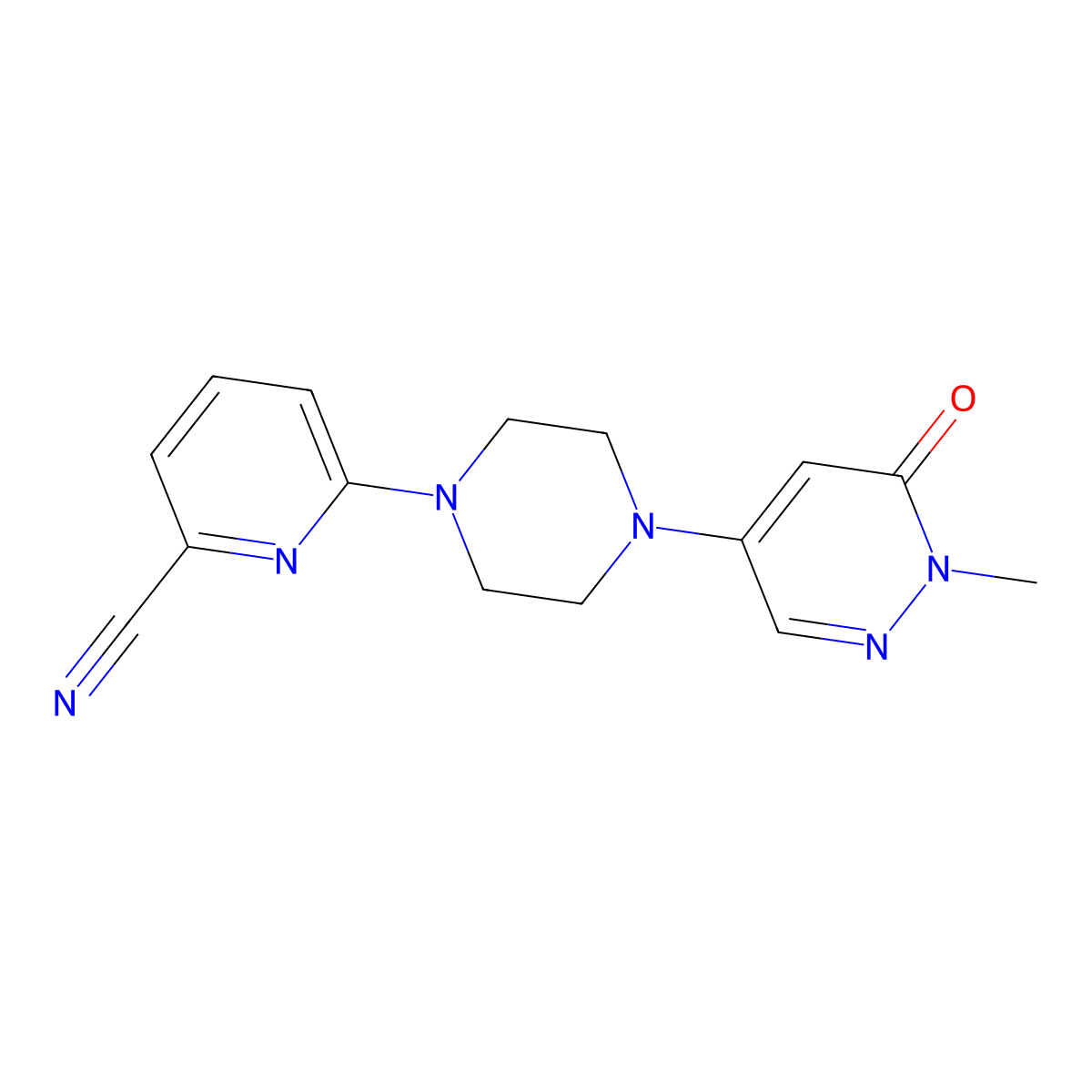 6-[4-(1-Methyl-6-oxo-1,6-dihydropyridazin-4-yl)piperazin-1-yl]pyridine-2-carbonitrile molecular structure, CAS 3030782-90-9