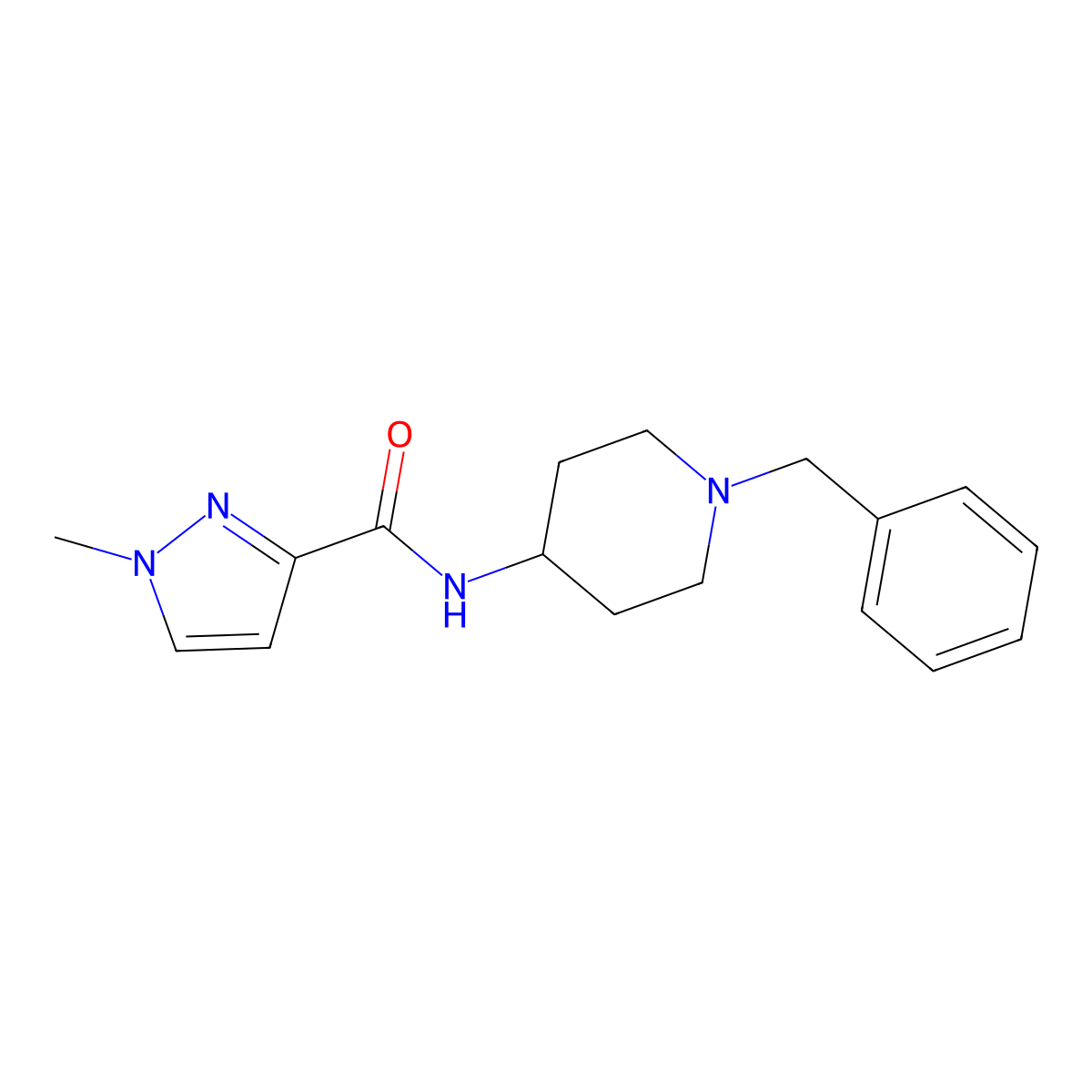 N-(1-benzylpiperidin-4-yl)-1-methyl-1H-pyrazole-3-carboxamide molecular structure, CAS 3030782-93-2