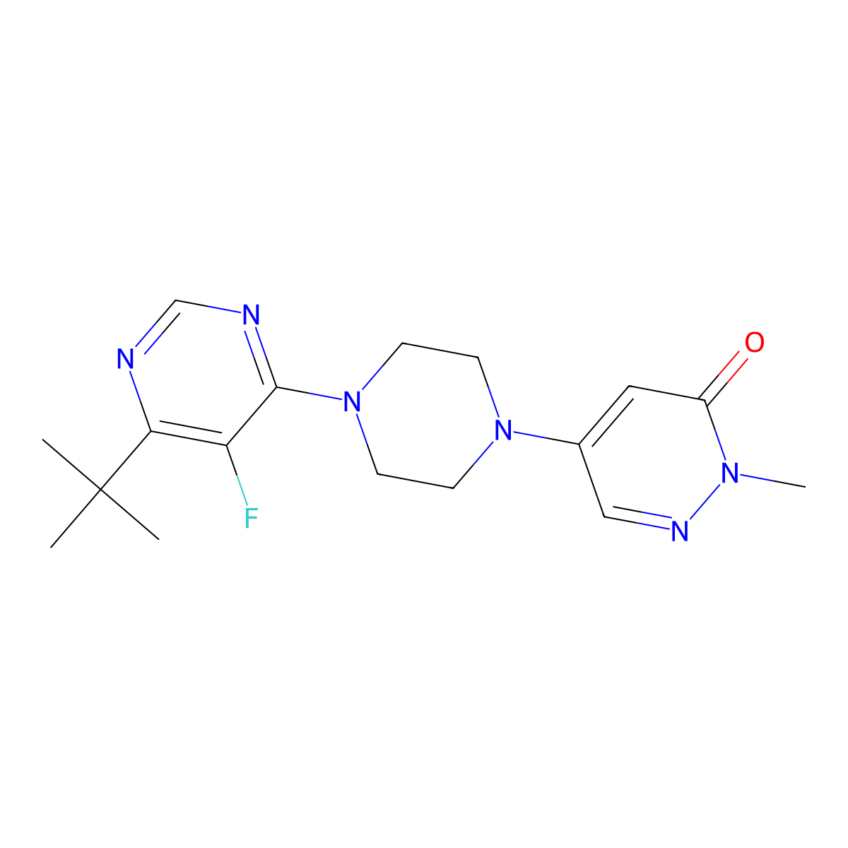 5-[4-(6-Tert-butyl-5-fluoropyrimidin-4-yl)piperazin-1-yl]-2-methyl-2,3-dihydropyridazin-3-one molecular structure, CAS 3030782-99-8